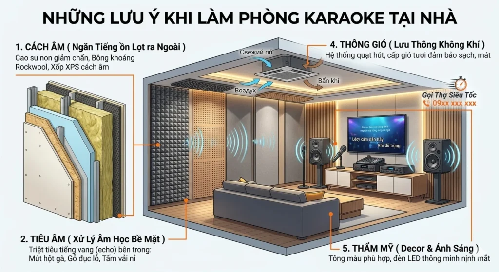 Những lưu ý khi làm phòng karaoke tại nhà
