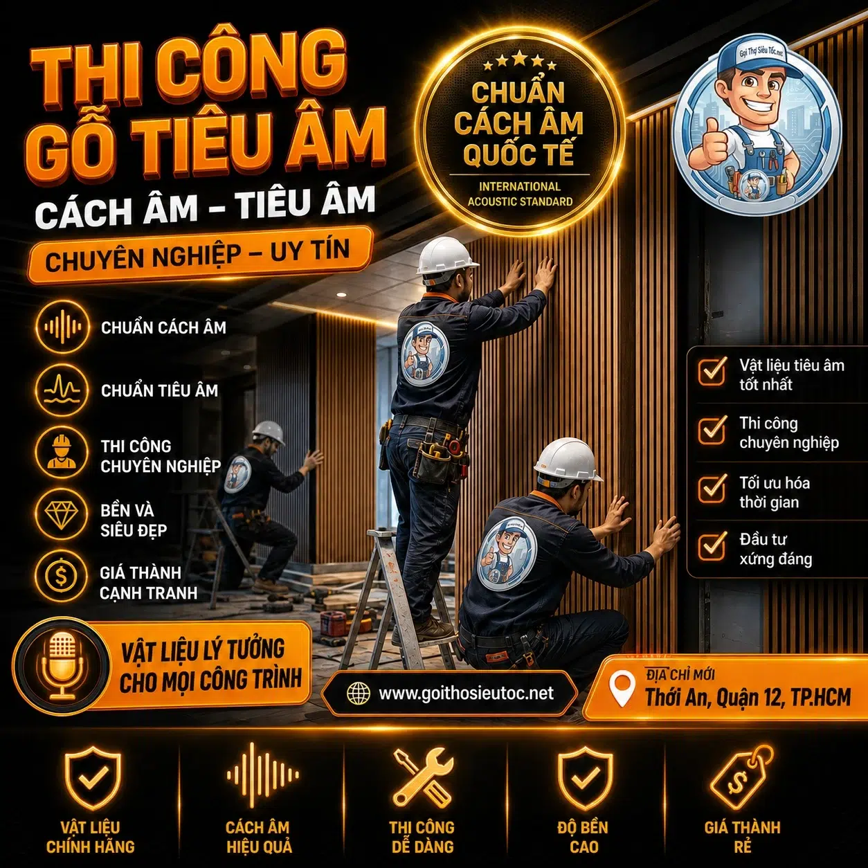 Thi công gỗ tiêu âm