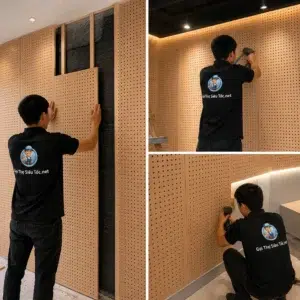Thi công gỗ tiêu âm đục lỗ