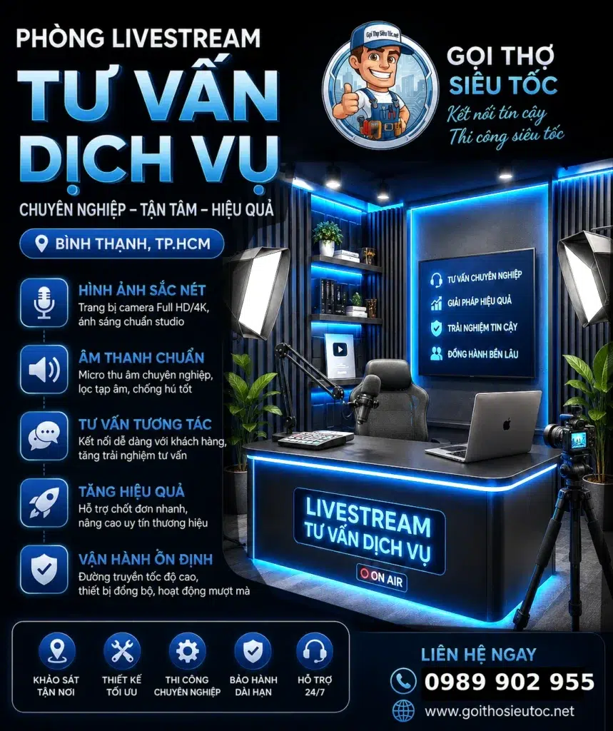 Thi công phòng livestream tư vấn dịch vụ