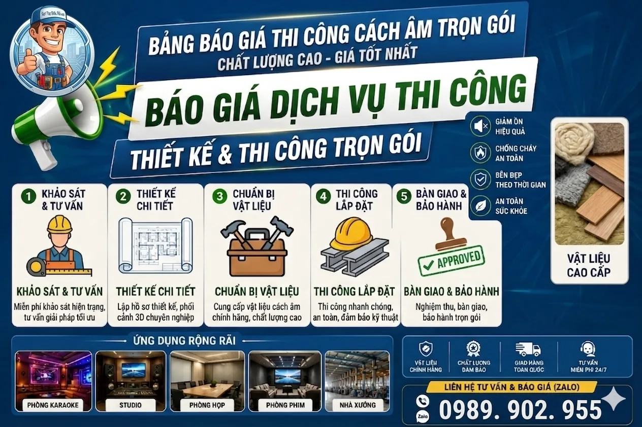 Bảng giá thi công cách âm